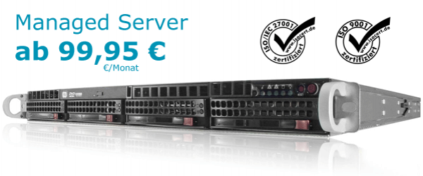 Abbildung eines Managed Server von VC Server Network OHG mit Preisangabe ab 99,95 € pro Monat